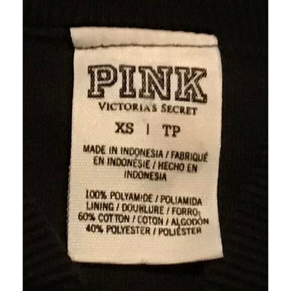 PINK Victoria's Secret Bomber Jacket Black w/ White Graphics Size XS - Picture 4 of 5